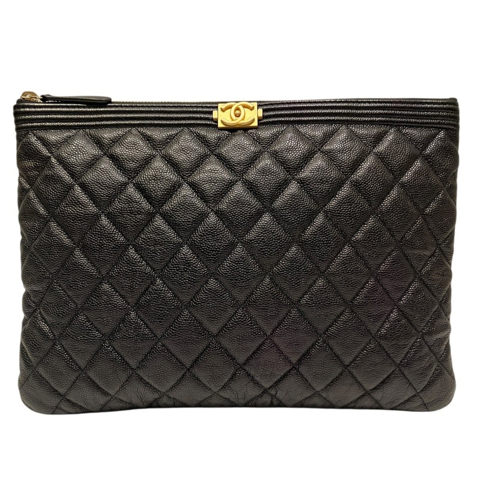 Chanel Boy Caviar Leather Clutch Bag